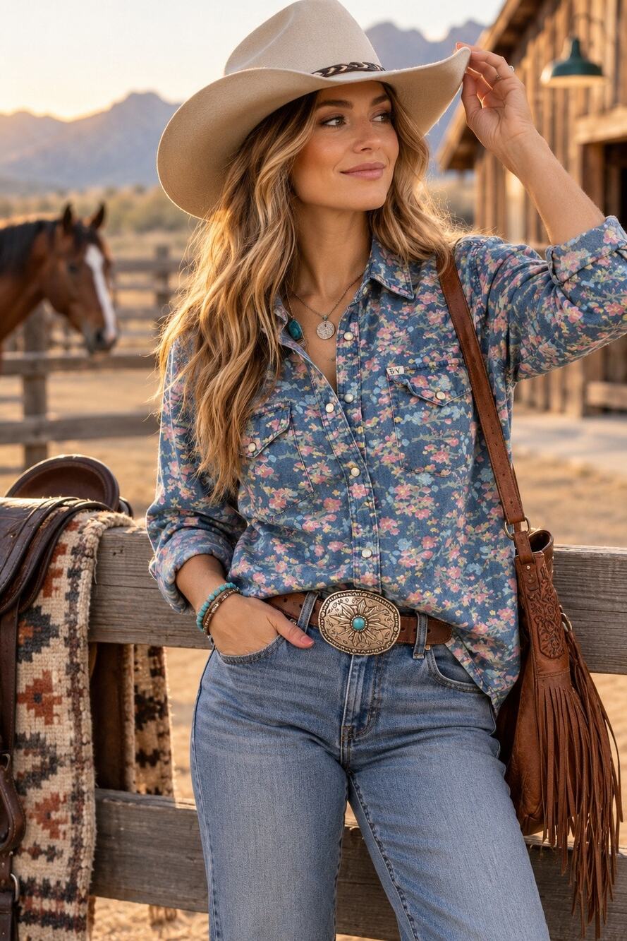 Salt Valley Floral Western Pearl Snap Shirt XL Cowboy Ranch Country Concert Boho